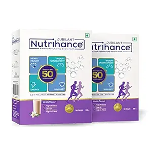 Jubilant Nutrihance Complete Nutritional Drink, 50 Vital Nutrients, Promotes Heart Health, Immunity Building, Weight Management, Energy Booster (Vanilla, 200 g (Pack of 2))