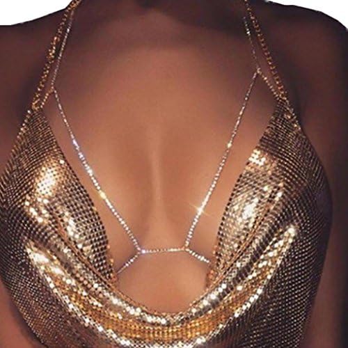 Body Chain,Keyufa Women Fashion Rhinestone Bra Sexy Harness Bikini Neaklace Body Chains Jewelry (Silver)