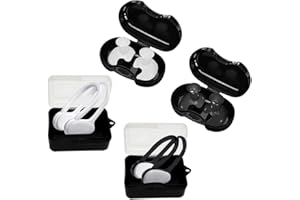 KEQAR Set 2 Pezzi Tappanaso Impermeabile + 2 Paia Tappi Naso Nuoto | Nero & Bianco | Protezione Orecchie per Bambini, Adulti, Principianti e Nuotatori Esperti | Accessori Nuoto con Custodia