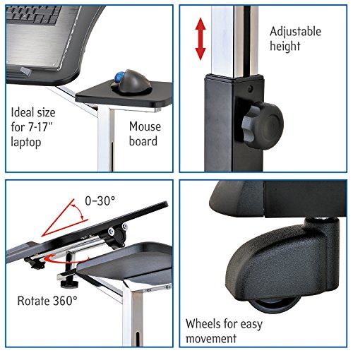 Tatkraft Joy Laptoptisch Laptopständer auf Rollen Höhenverstellbar Schwarz - 3