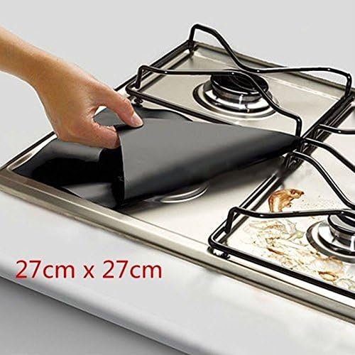 dingdangbell 4 Pack Reusable Gas Hob Protector Liner Non Stick Foil Gas Hob Oven Liner Protector 27x27cm