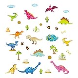 Cree diversión para sus niños: Con combo colorido de diferentes especies de dinosaurios, como Tyrannosaurus etc., cactus, palmeras y nubes, estas pegatinas son realmente coloridas, y completamente individuales. ¡Con ellas decorará las habitaciones infantiles, haga que a sus hijos adoren su habitación!