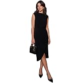 Lela Drape ve Yırtma&ccedil; Detaylı Sıfır Yaka Kolsuz Midi Boy Abiye Elbise Bayan ELBİSE 611EL694