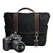 Produktbild Neuleben Vintage Kameratasche Wasserdicht Canvas Leder Fototasche für DSLR Objektiv Schultertasche Umhängetasche mit Laptopfach (Schwarz)