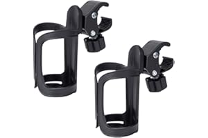 HALOULENI 2 Pack Stroller Cup Holder,Bike Bottle Holder Stroller Cup Holders 360 Degrees Rotation Water Bottle Cage for Bikes,Prams
