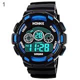 Armbanduhren Mode-Accessoires, M?nner Outdoor-Sport Alarm Woche Datum digitale Hintergrundbeleuchtung Armbanduhr Geschenk - blau