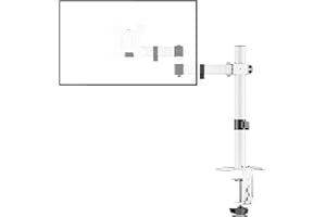 BRACWISER Supporto da tavolo per monitor singolo, per schermi LCD LED da 13-32", Max. carico 10 kg, supporto da scrivania singolo regolabile con rotazione girevole inclinabile Vesa 75 x 75/100 x 100 mm bianco
