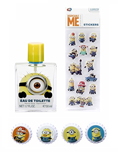 Minions / Ich – Einfach unverbesserlich / Geschenk-Set: Eau de Toilette (Parfum) Spray 50ml + 4 Magnete + 3D-Sticker – für Kinder - 2