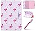 Produktbild iPad 2017 Hülle,iPad 9.7 Zoll Schutzhülle,iPad 2017 Lederhülle,Hpory Smart Cover Case Roter Flamingo Muster PU Leder Hülle im Bookstyle Brieftasche Ledertasche Hülle Flip Case Cover Vorstand Mehrfachsansicht Funktion Folding Cover PU Leather Klapphülle Hülle mit Weiche Silikon mit Ständer Standfunktion und Magnetverschluss Kunstleder Tablet Schutzhülle Etui Tasche für Apple iPad 2017 9.7 Zoll + 1 x Hpory Stylus-(Roter Flamingo)
