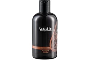 Bodhi® Olejek do masażu pomarańczowy i imbir 250 ml – z olejkami eterycznymi, do rozluźnienia mięśni, rozgrzewający, z olejkiem kokosowym i ryżowym, wegański, w 100% naturalny