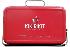 KIKIRIKIT EVERYTHING IN A KIT KIKIRIKIT - Barbacoa carbón - Barbacoa portátil carbón- Barbacoa plegable - Kit Barbacoa - Accesorios Camper- Regalo original - Regalos para padres (Rojo, Basic Kit)