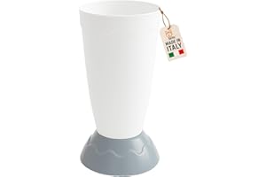 AKITAInk Portaombrelli Vulcano Moderno 27x27x50,5 cm | Porta Ombrelli in Plastica Resistente con Decoro a Onde | Design Elegante e Funzionale per Ingresso Casa o Ufficio (BIANCO)
