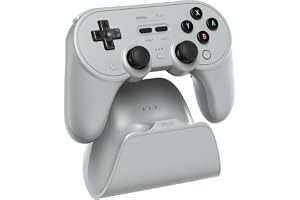 8Bitdo Pro 3 Bluetooth Controller with Charging Dock - Gray | Swappable ABXY Buttons, TMR Joysticks, Hall Effect Triggers, Back Buttons, Switch/Switch 2, Windows, Apple, SteamOS, Android
