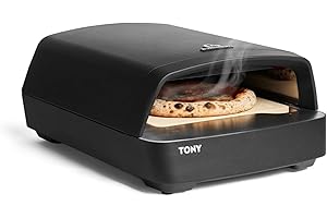 BURNHARD Gas Pizzaofen - TONY, 450 °C, Tragbarer 5,9 kW Outdoor Ofen für Pizza (58,5 x 47,7 x 24,8 cm) inkl. Cordierit-Pizzastein, geeignet für Terrasse, Balkon und Garten