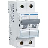 Hager MUN220A MU Series Magnetic Thermal Automatic Switch, 2P, 20A, C Curve, 6KA, White