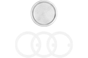 Sivaphe Espresso Maker Replacement Parts for Stainless Steel Moka Pot, Includes 1 Filter and 3 Silicone Gasket Seals (4 Cups)