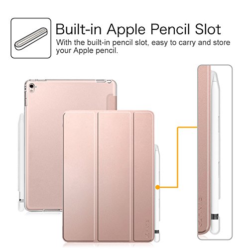 iPad Pro 9.7 Hülle mit Built-in Apple Pencil Halter – Fintie Ultra Slim Superleicht Schutzhülle Smart Shell Case Cover Tasche Etui mit Translucent Rücken Deckel, Auto Schlaf / Wach und Standfunktion for Apple iPad Pro 9.7 Zoll (2016 Modell) (iPad Pro 9.7“, Roségold) - 5