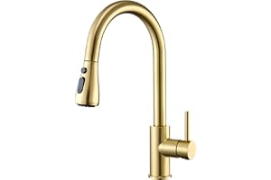CECIPA Kökskran med utdragbar dusch, köksblandare guld | 40 cm utdragbar duschkran, 2 lägen, 360° roterbar, enkelhandtag, ros