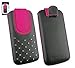 Produktbild Emartbuy® Gigabyte GSmart Roma RX Schwarz / Hot Rosa Edelstein besetzt Premium PU Leather Slide in Hülle Case Cover Sleeve Cover Holder ( Größe 4XL ) Mit Ausziehhilfe
