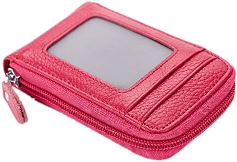 Rieovo RFID Blocking Credit Card Holder Wallet Protection Leather for Women and Men Credit ID Card Security Travel Wallet/Purse/Pocket with Metal Zipper 10 Card Slots