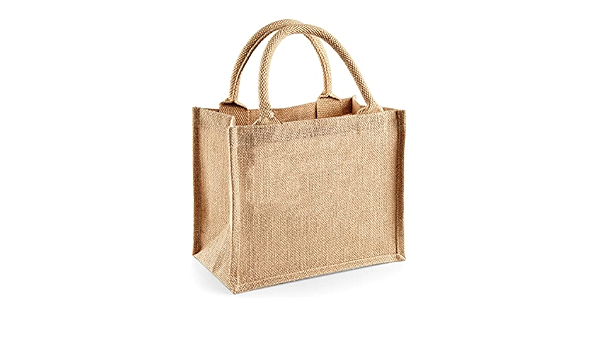 Jute Mini Gift Bag - 100% Juta con manici in cotone, dimensioni: 26 x 22 x  14 cm (Naturale/Naturale) : Amazon.it: Scarpe e borse