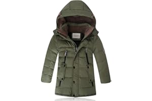 Odziezet Abrigo de Plumas Largo Niño Niña Invierno con Capucha Grueso Forro Polar 4-13 Años