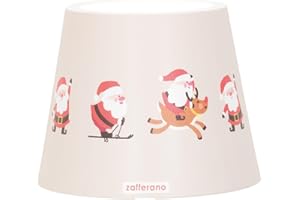 Zafferano, Poldina Cover Edizione Speciale Natale, Paralume in Metallo per Lampada da Tavolo, Compatibile con le Lampade Poldina, Design in Italy, Ø11.4 x 8.9 cm, Color Beige - Decoro Babbo Natale