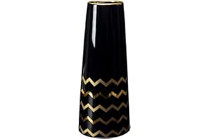 HCHLQLZ 25cm Vase de Fleur Noir Or Céramique vases decoratifs Design Haut pour Maison, fête, Centre de Table de Mariage