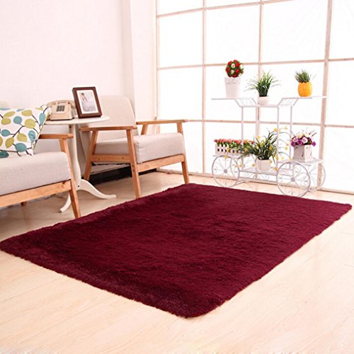 Preisvergleich Produktbild Boden Teppich Fluffy, yuyoug flauschig Teppiche rutschsicheren Shaggy Bereich Teppich Esszimmer Home Schlafzimmer Super Weich Warm seidig Teppich Fußmatte – -- 50 x 80 cm / 50 x 80 cm, rot, Einheitsgröße
