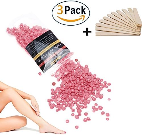 FACPOET 3x100g Hair Removal Hard Wax Beans Solid Pearl Pellet Hot Film Depilatory Waxing for Men Women (Pink)