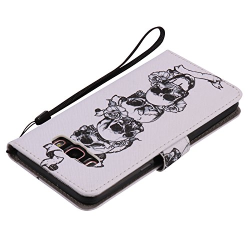 Feeltech Samsung Galaxy J510/J5 2016 Hülle PU-Leder und Brieftasche Bunte Muster Fall mit Magnetverschluss, Hybrid-Kickstand mit Stand-Funktion, schlagen Sie schützende weiche TPU Stoßstangenabdeckung und Kreditkartenhalter für Samsung Galaxy J510/J5 2016 Handgelenk Bügel-Buch-Art-Geldbeutel-Tasche mit 2 In 1 Berühren Sie Stift – Schädel - 7