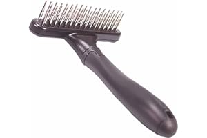 Secwell Cepillo de depilación para mascotas, Peine Para Mascotas De Doble Fila peine de rastrillo para perros, doble fila de dientes redondeados giratorios, ideal para mascotas de pelo mediano y largo