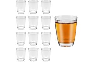 LPAMABA Juego de 12 chupitos de cristal, 32 ml, aptos para lavavajillas, fiestas y festivales