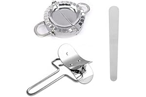 ANCLLO Zestaw form do robienia pierogów Opakowanie ze stali nierdzewnej 3, 1 opakowanie Empanada Press 1 szt Wykrawacz do ciasta 1 szt Łyżka do nadziewania Ciasto Ravioli Prasa do pierogów Forma do owijania Akcesoria kuchenne (duży rozmiar)