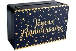 SHIMOMURA 1 Urne Joyeux Anniversaire Bleu Marine et Or Valise - R/5671 Tirelire