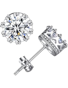 anewish Damen Krone Klare Zirkonia Sterling Silber Ohrstecker