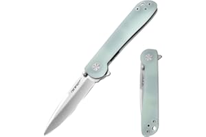 TONIFE Rising Star Klappmesser Outdoor Messer mit Taschenclip, 8Cr14MoV Klinge und G10 Griff für Kleine Messer Camping Messer (Transparent Cyan + Satin)