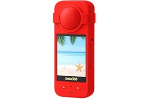 REFLEX CAMERA Silicone Protective Case for Insta360 X3 – Shockproof Skin with Lens Cap, Anti-Slip Grip, Scratch-Resistant Cover for 360 Action Camera - RED