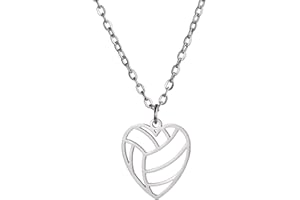 TEAMER Collar de Vollyball de Acero Inoxidable Delicado Colgante de Voleibol Pulsera Pendiente Joyería de Bola Deportiva de Moda