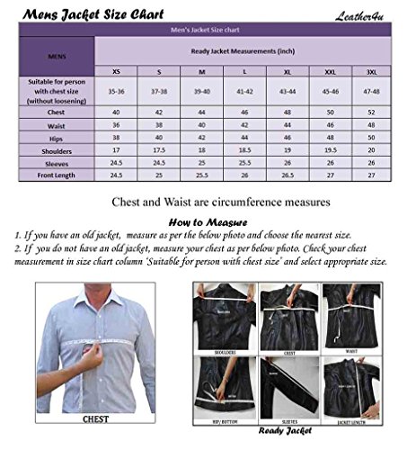 Trendtales Chaqueta de Cuero para Hombre, Piel de Vaca, Negro TTKL738 M