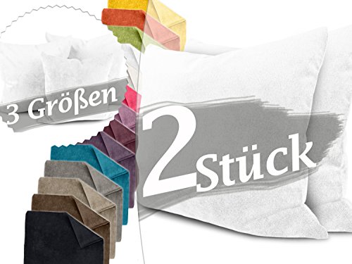 samtig-weiche Kissenhüllen aus Chenille in dezentem Design - erhältlich in 14 modernen Farben und 3 verschiedenen Größen, Doppelpack Kissenhüllen 40 x 40 cm, weiß