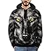 Produktbild Luckycat Herren 3D Printed Wolf Pullover Langarm mit Kapuze Sweatshirt Tops Bluse Mode 2018