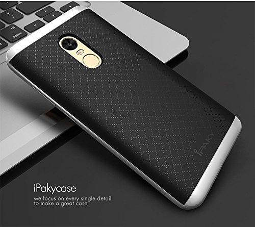 Xiaomi Redmi Note 4X Funda  Ipaky Protecci  n interna TPU Flexible  Ultra Resistente  Marco Exterior R  gido PC efecto Metal  Anti Golpes  Carcasa H  brida Bumper Redmi Note 4X - Plata