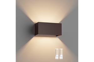 Klighten Lampada da Parete per Interni/Esterni Bianco Caldo 3000K, Moderno Applique da Parete Interno Angolo del Fascio Regolabile Aplique Led da Parete IP54 Impermeabil (Bronze)