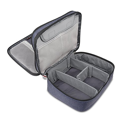 BUBM Mehrfachfunktion Kabelorganiser Tasche Reisetasche mit Doppelschichten für Elektronische Zubehöre wie Netzteil, Maus und USB Stricks(Groß, Dunkelblau) - 4