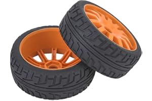 1/8 RC Auto Rad,Felgennaben Reifen Gummireifen für 17mm Sechskant 1/8 On Road Racing RC Auto Zubehör für HSP HPI Rennwagen Spielzeug(Orange), RC-Rad RC-Reifen RC Autoreifen 1/8 Gummireifen Offro