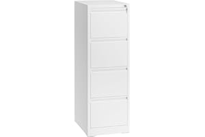 YITAHOME Filing Cabinet with 4 Lockable Drawers, Anti-tipping Rolling Filing Cabinet with Wheel for Home Office, Under Desk File Storage Cabinets for Letter/Legal/A4 Size, White, 62 x 45 x 133cm