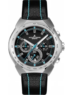 Jacques Lemans Sports Herren-Armbanduhr XL Jürgen Melzer Collection Chronograph Leder 1-1675F