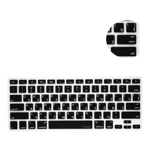 MiNGFi Russisch Tastatur Silikon Schutz Abdeckung für MacBook Pro 13, 15, 17 Air 13 Zoll US Keyboard Layout Silicone Cover - Schwarz