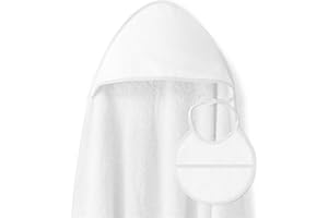Interbaby - Capa de Baño Bebe Blanco + Babero | Toalla Bebe con Capucha 100% Algodón, 100x100cm, Unisex | Suave, Cómoda, Ideal Recién Nacidos, Bebes y Niños Pequeños | Diseño Punto de Cruz Liso